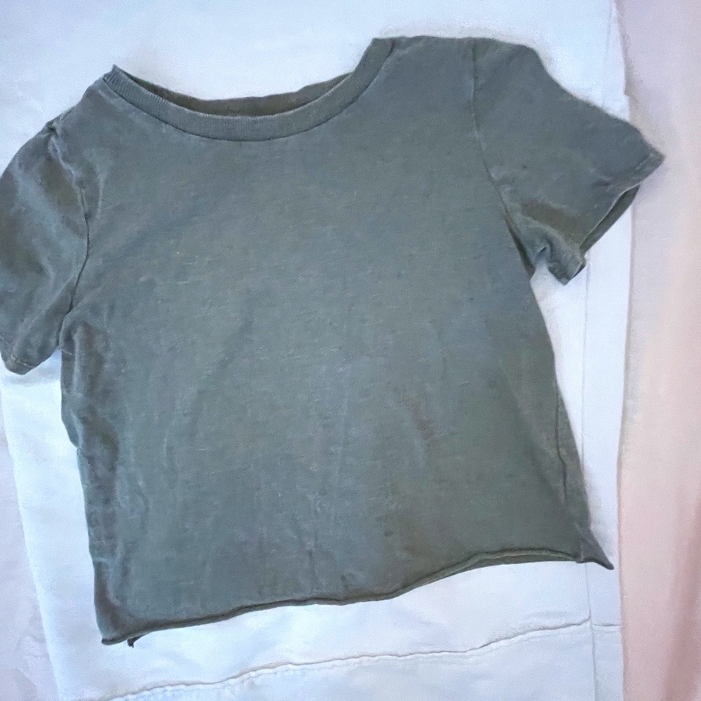 Girls Green Cropped Tee